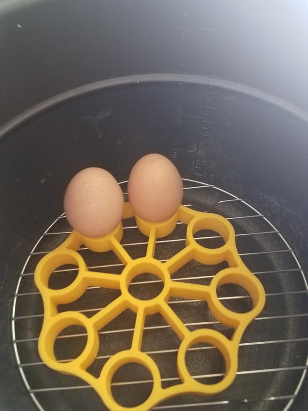 Egg rack in my pressure cooker with my eggs