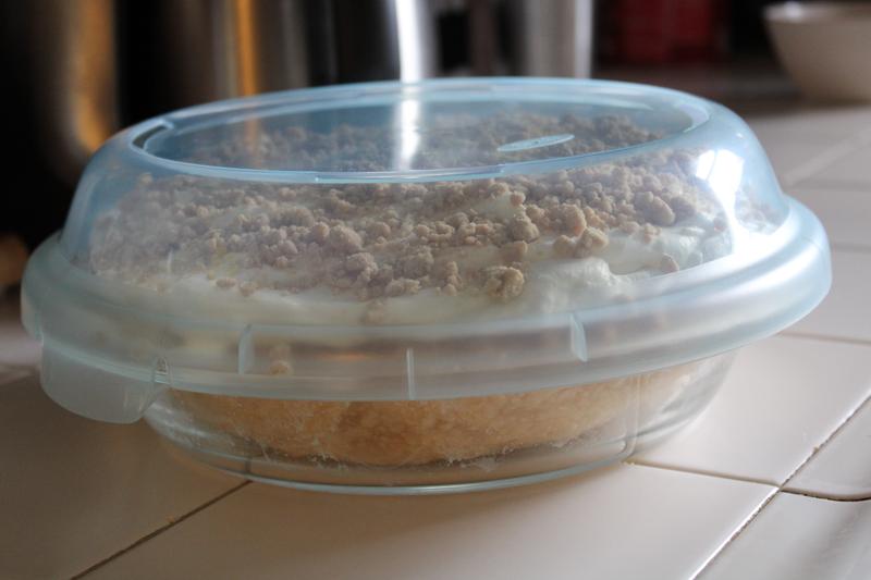 The lid fit over the pie without squashing the whipped cream - beautiful!