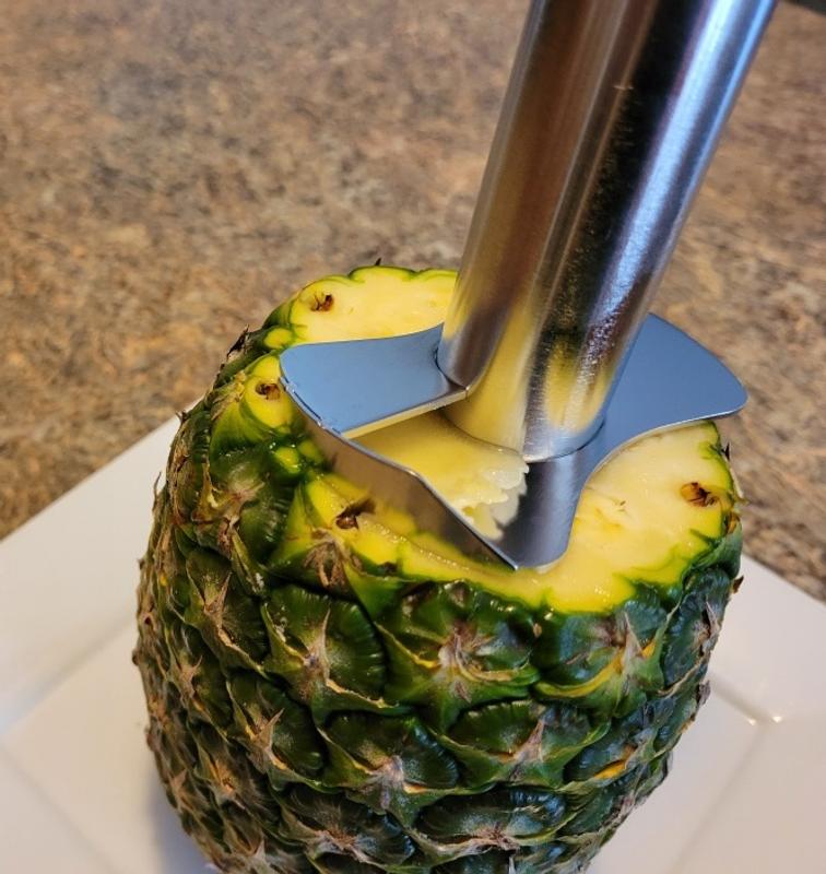 Ratcheting Pineapple Slicer, Slice perfect pineapple rings with just a  twist. Shop the Ratcheting Pineapple Slicer:  By OXO