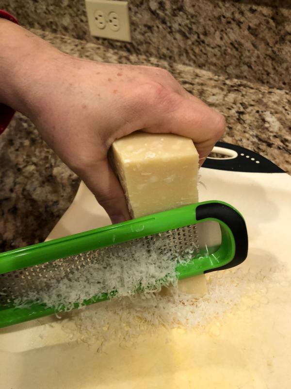 Using zester on parmesan cheese