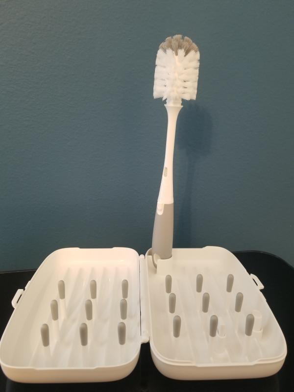 Brush can be stored upright for drying