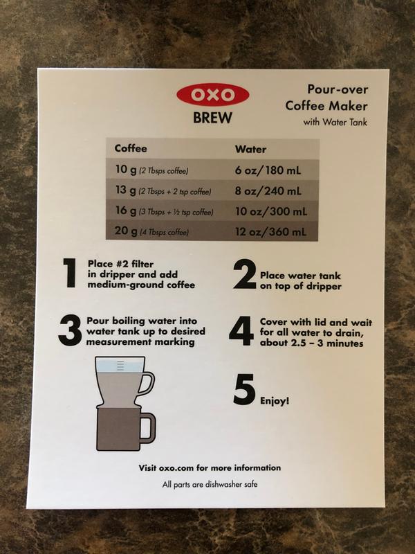 OXO Pour Over Coffee Maker with Water Tank 