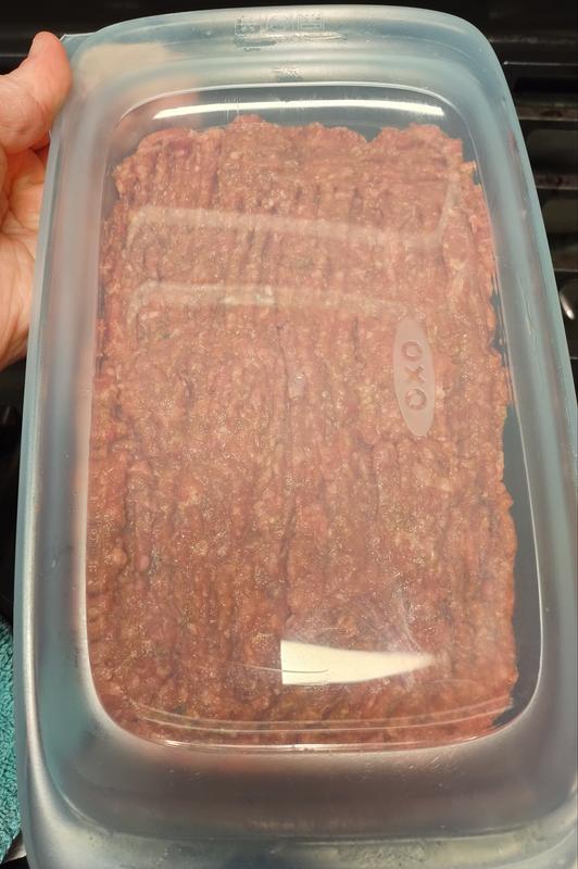 Prepped meatloaf to set into fridge