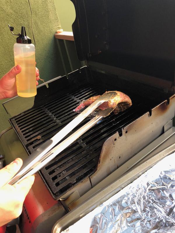 Finished oiling the grill for the lamb chops!