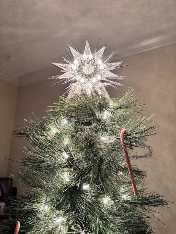 GE 9-in Star Silver Clear Christmas Tree Topper 71026LO at