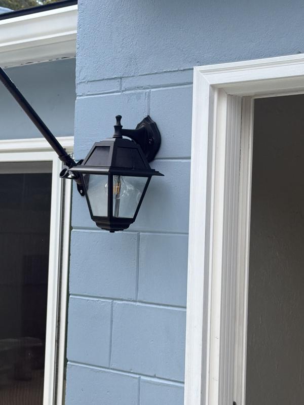 allen + roth Solar Wall Lantern 1 -Light 14.37-in H Matte Black Solar ...
