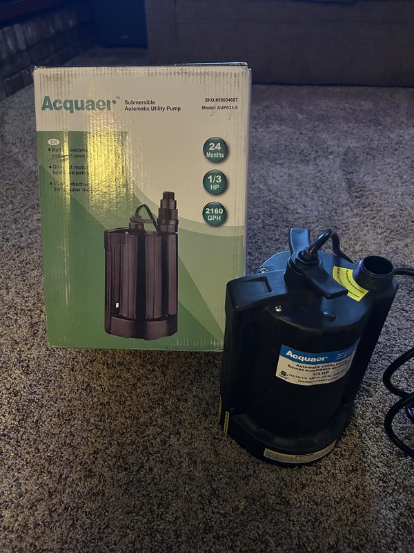 Acquaer 1/3 HP Submersible Water Pump 2160GPH Sump Pump Thermoplastic  Utility Pump Portable Electric Water Pump Water Remove for Basement Hot  Tubs