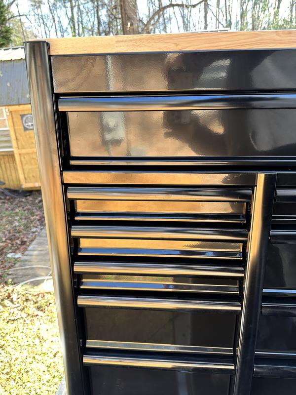 Kobalt 59.8-in L x 42.7-in H 15-Drawers Rolling Black Wood Work Bench Kobalt 59.8-in L x 42.7-in H 15-Drawers Rolling Black Wood Work Bench
