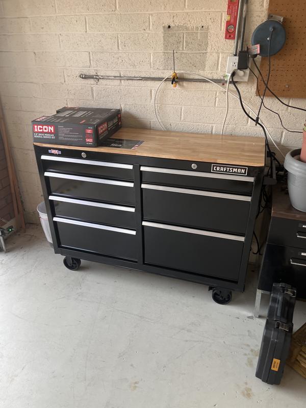 CRAFTSMAN 52-in L x 37.5-in H 7 -Drawers Rolling Black Butcher