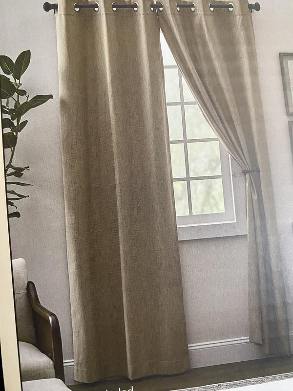 allen + roth 84-in Parchment Blackout Grommet Curtain panel pair in the ...