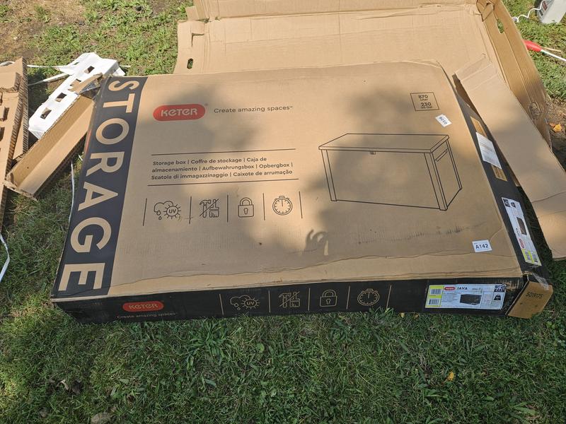 Keter Java Durable Outdoor Storage 230-Gallon Brown Plastic Deck Box in ...