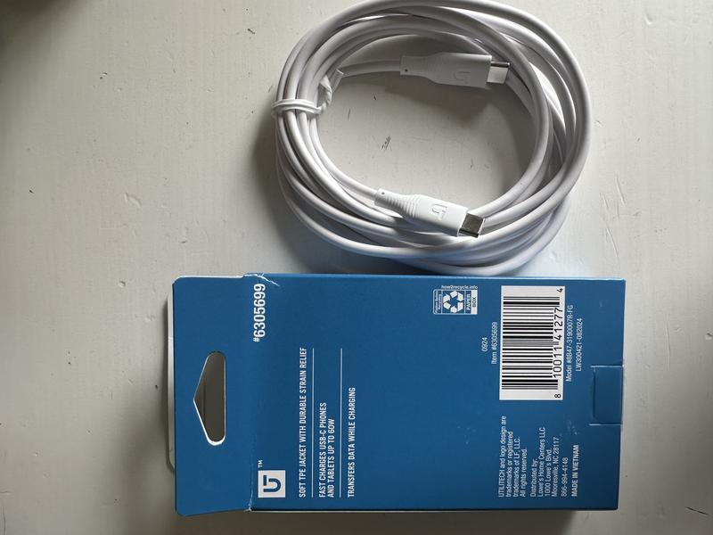 Utilitech 8-ft Usb 2 Usb-c White Cable 8B47-3190007R-FG at Lowes.com