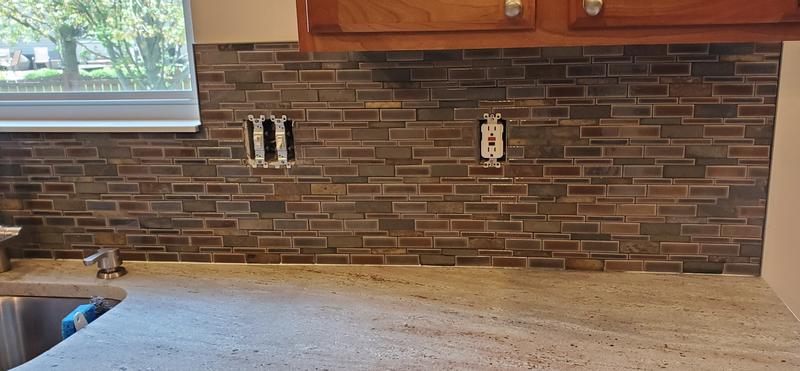 Elida Ceramica Natural Mountain 12-in x 12-in Crackled Ceramic/Stone Slate Linear Mosaic Wall Tile