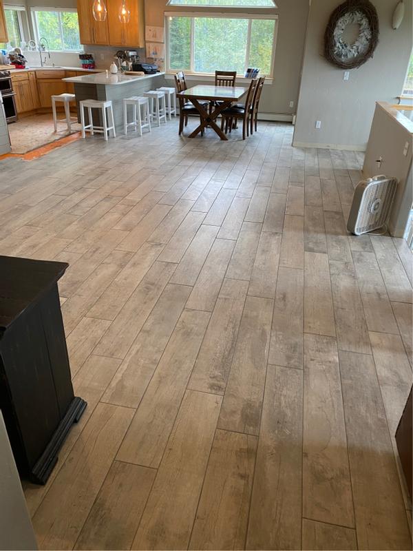 Style Selections Sahalee Natural 8-in x 48-in Glazed Porcelain Wood Look Tile Style Selections Sahalee Natural 8-in x 48-in Glazed Porcelain Wood Look Tile