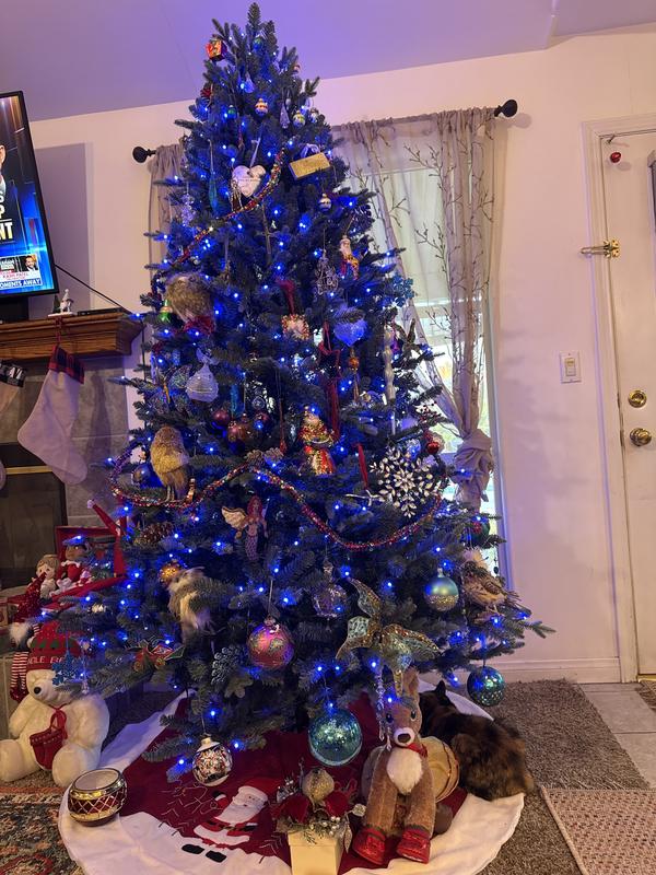 WELLFOR 8-ft Pre-lit Artificial Christmas Tree with Multicolor LED