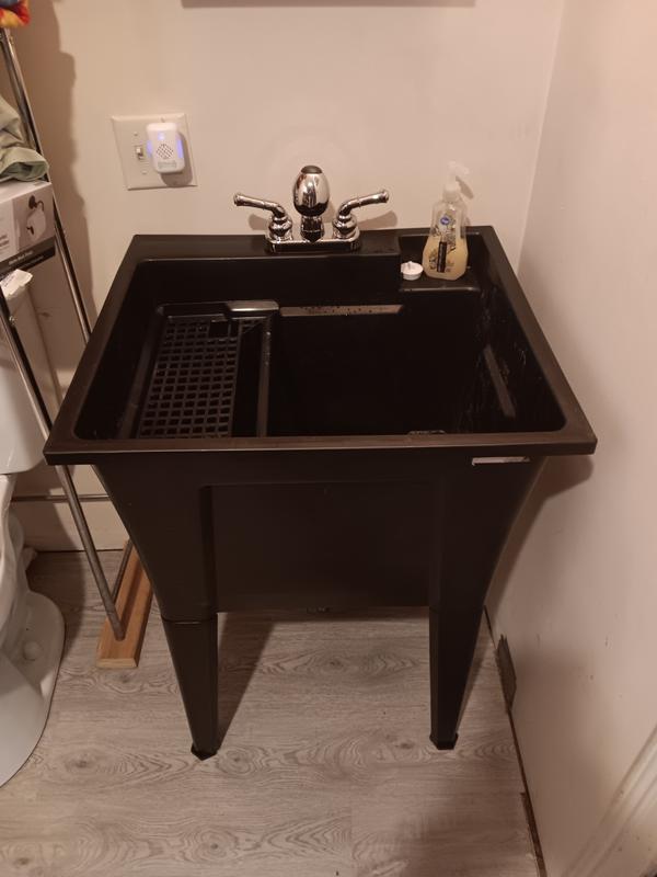 RuggedTub 24.25-in x 22-in 1-Basin Black Freestanding