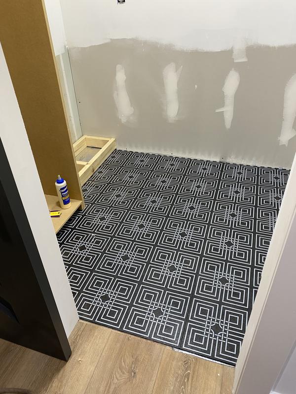 Perfection Floor Tile Geo Collection Blue Lotus/Satin 20-in x 20-in Water Resistant Interlocking Luxury Flooring (16.7-sq ft) Perfection Floor Tile Geo Collection Blue Lotus/Satin 20-in x 20-in Water Resistant Interlocking Luxury Flooring (16.7-sq ft)