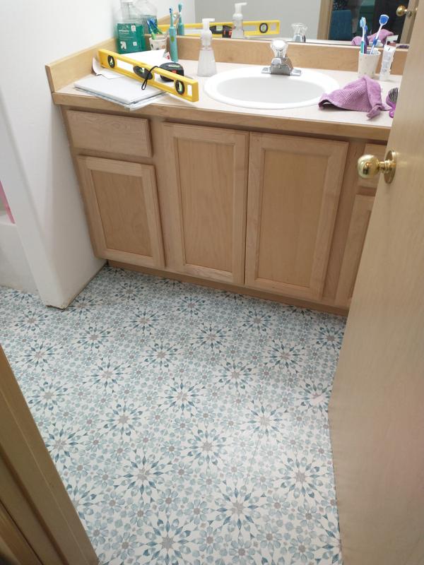 FloorPops Blue Patterned Look 2.76-mil x 12-in W x 12-in L Water