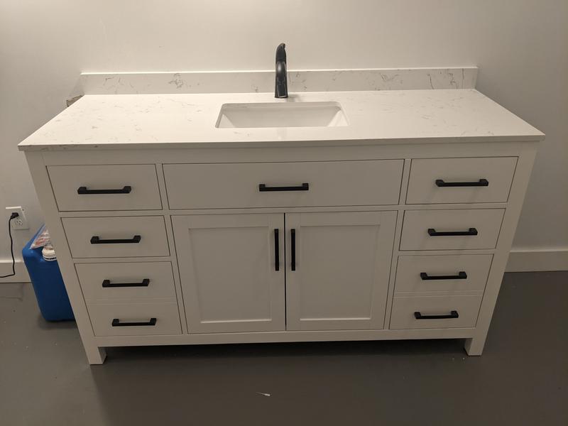 Wyndham Collection Beckett 42-in White with Matte Black Trim Undermount Single  Sink Bathroom Vanity with Carrara Cultured Marble Top in the Bathroom  Vanities with Tops department at