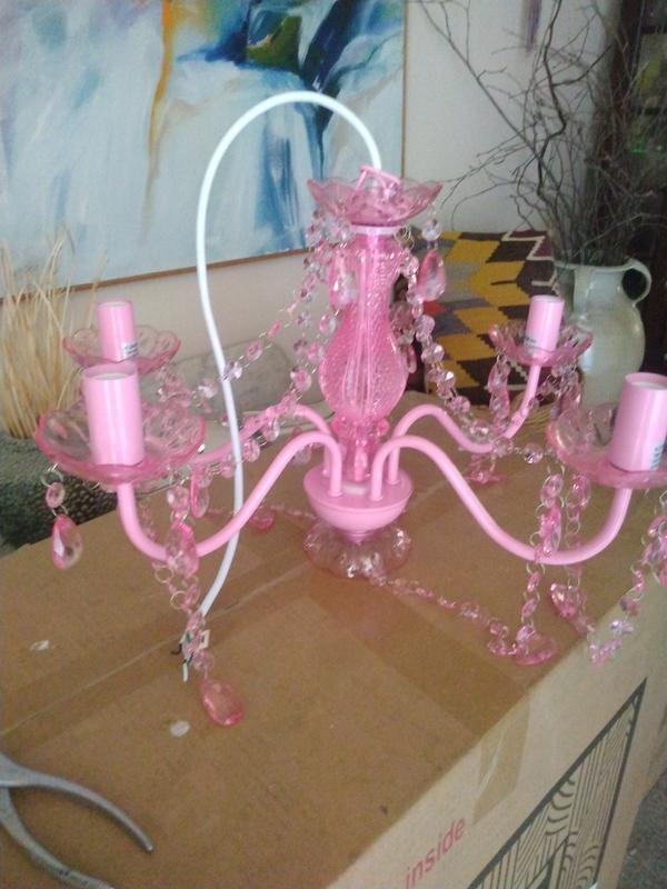 Tadpoles Antique Sapphire Pendant Lamp - 1-Light Chandelier With Crystal Beads, Pink, Medium