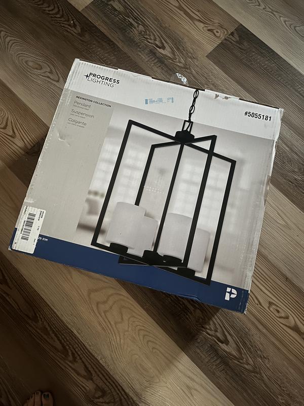 Progress Lighting Rexington 4-Light Brushed Nickel Modern/Contemporary Etched Glass Cylinder Medium Hanging Pendant Light