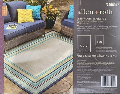 Allen + Roth 8 x 10 Blue Indoor & Outdoor Border Bohemian & Eclectic Area Rug - Each