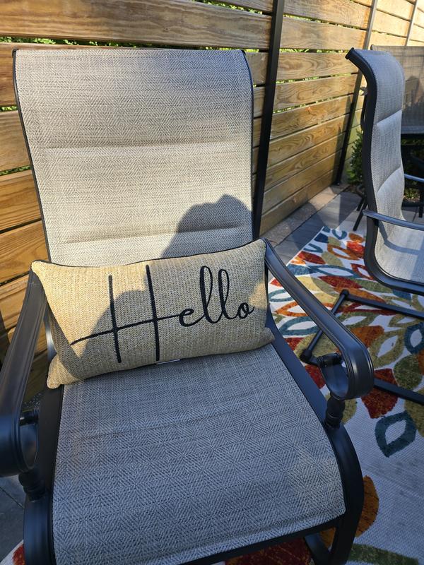 Origin 21 Solid Hello Rectangular Lumbar pillow in the Outdoor