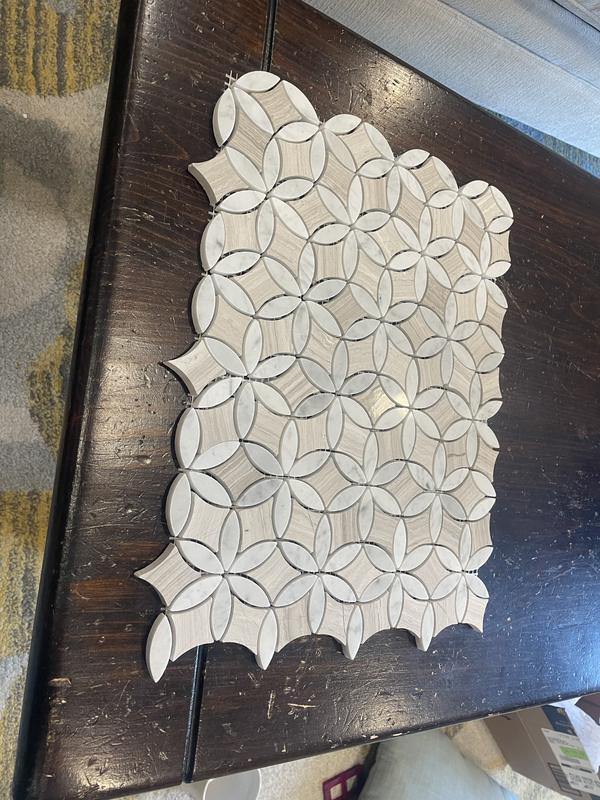 Apollo Tile Desert Hills White and Beige 12-in x 15-in Polished Natural Stone Marble Pinwheel Patterned Floor and Wall Tile (6.17-sq. ft/ Carton)