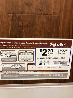 Style Selections 5.12-in Rustic Brown Bamboo Handscraped Engineered Hardwood Flooring (20.49-sq ft)