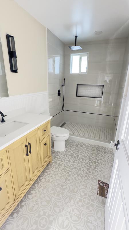 Annabel ライトグレーS allen + roth Annabelle Gray 8-in x 8-in Glazed Porcelain