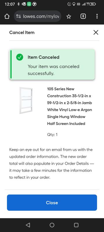 RELIABILT 105 Series New Construction 23-1/2-in x 35-1/2-in x 2-5/8-in Jamb White Vinyl Low-e Argon Single Hung Window with Grids Half Screen Included