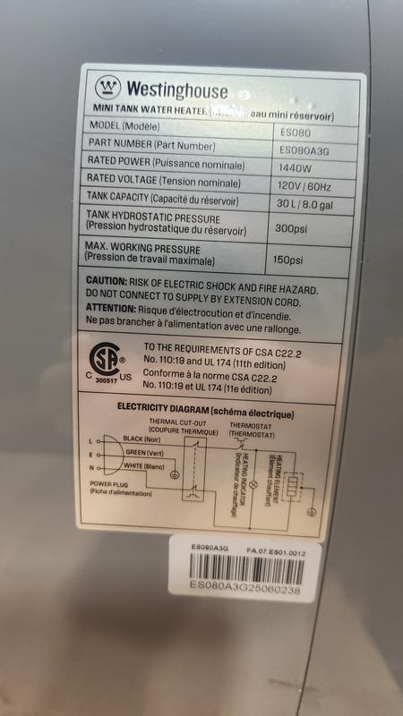 Westinghouse APOLO Classic Plus 8-Gallon 1440-Watt 120-Volt Plug-In ...