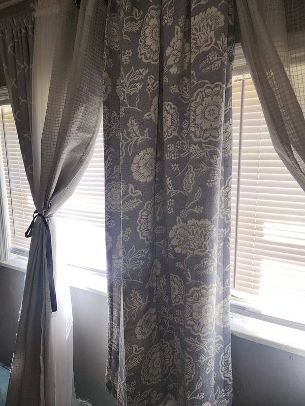 allen + roth 84-in Indigo Floral Room darkening Interlined Back tab ...