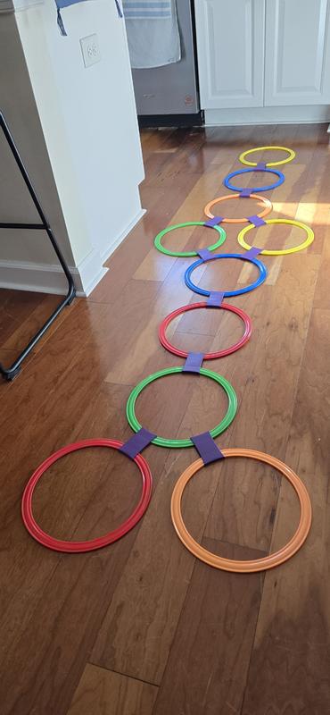 Toy Time Hopscotch Ring Game-10 Multi-Colored Plastic Rings and 15 ...