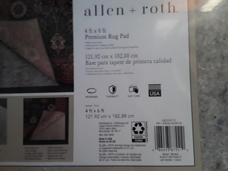 Allen + Roth Premium 4 x 6 (ft) Rectangular Felt Non-Slip Rug Pad Rubber | LAR14 999 048072