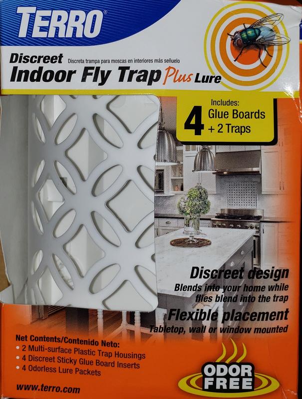 TERRO T550 Discreet Odorless Indoor Fly Trap Plus Lure - Attracts, Traps,  and Kills House Flies