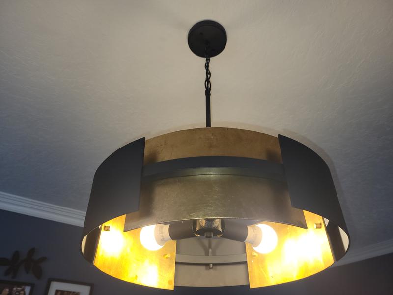 Progress Lighting Lowery 5-Light Black with Distressed Gold Accents Modern/Contemporary Drum Large Hanging Pendant Light