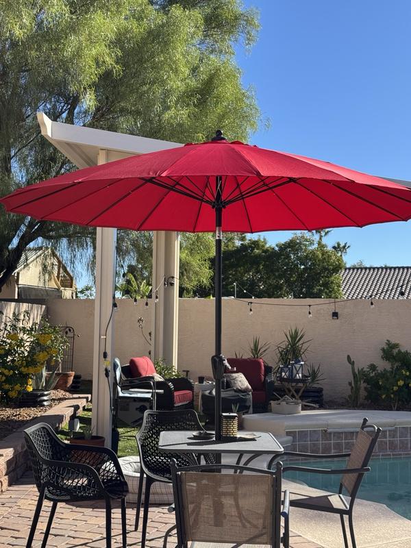 SUGIFT 9-ft Wine Outdoor Umbrella 18 Fiberglass Ribs Round Canopy ...