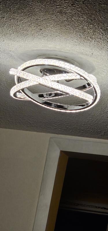 allen + roth Lucia 13-in Chrome Indoor 1 -Light LED Flush Mount