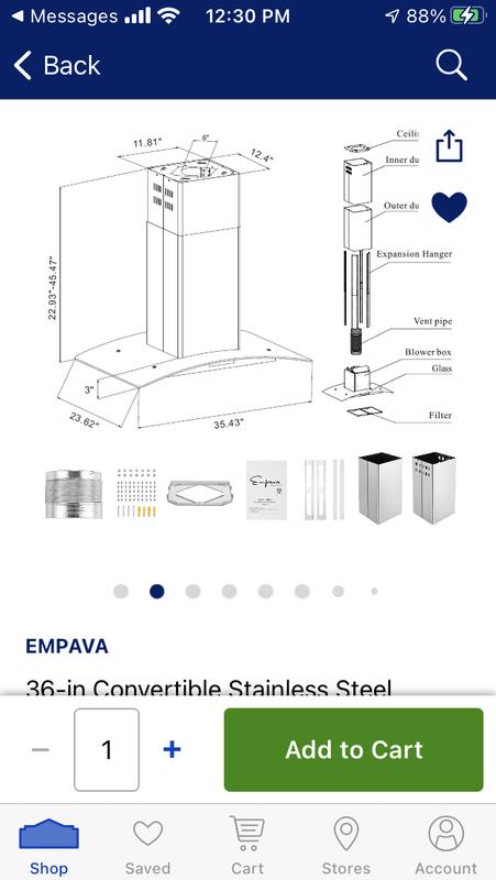 Empava Deluxe 36 in. 400 CFM Convertible Kitchen Island Range Hood in Black  with Exhaust Kitchen Vent Duct and Soft Controls EPV-36RH10 - The Home