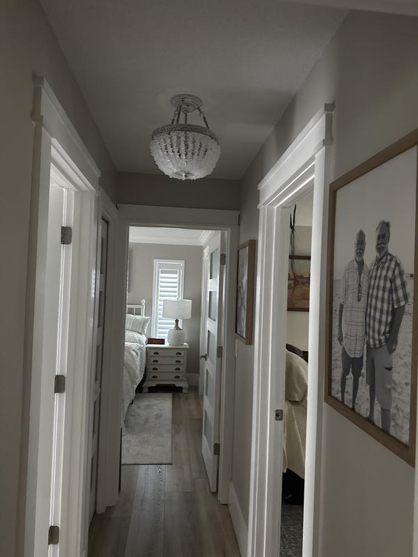 allen + roth Fisher 13.2-in Distressed white Indoor 2 -Light Semi-flush ...