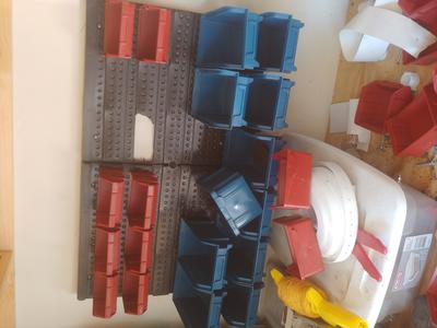 Fleming Supply Wall Mounted 30-Bin Organizer Rack - Red & Blue - 20434396