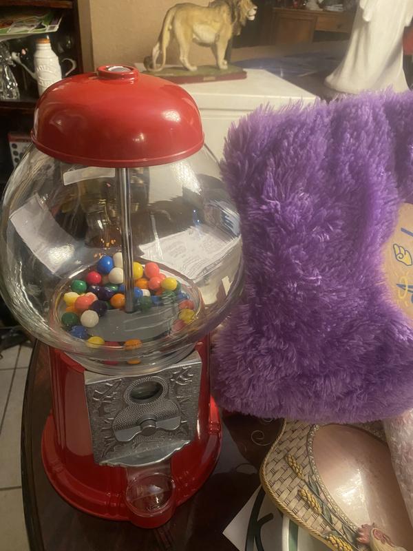 Gumball Machine - 11-inch Vintage Metal and Glass Candy Dispenser Machine  for Home Coin Operated Toy Bank with Free Spin by Great Northern Popcorn 