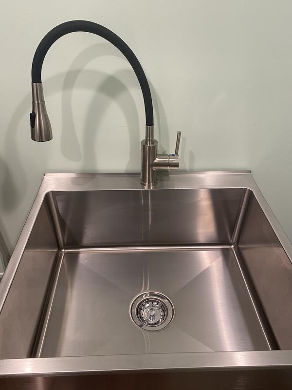 Style Selections Stainless Steel Freestanding Laundry Sink with Faucet - 22x25 Inch