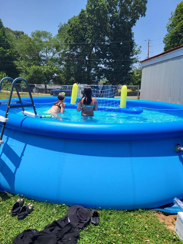 Intex 18-ft x 18-ft x 48-in Inflatable top ring Round Above-Ground Pool ...