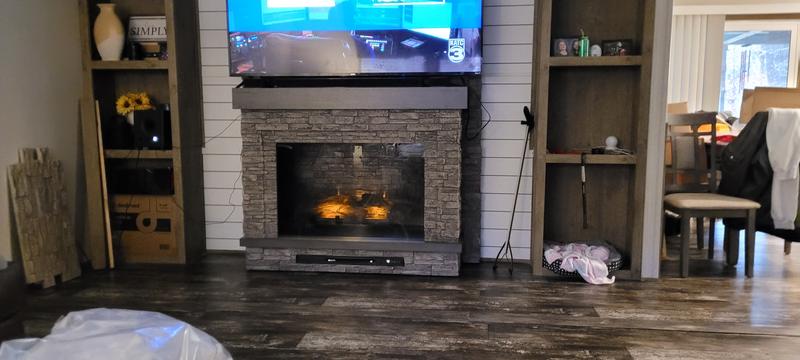 allen + roth 65-in W Grey Faux Stacked Stone Free Standing Infrared ...