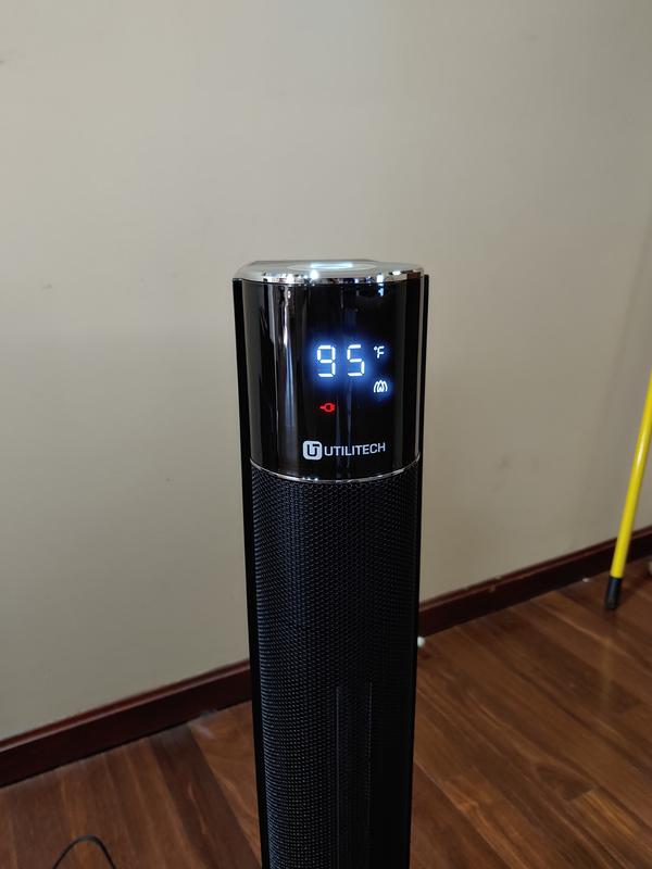 Utilitech Up to 1500-Watt Ceramic Tower Indoor Electric Space Heater with  Thermostat and Remote Included at Lowes.com