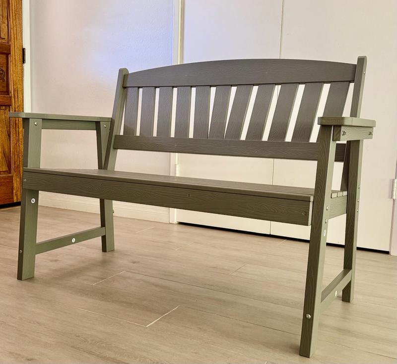 Livewood Garden Bench 50.4-in W x 37.2-in H Coffee Plastic Garden Bench ...