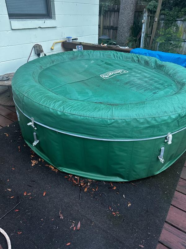 Coleman SaluSpa 6 Person Round Portable Inflatable Outdoor Hot Tub Spa with  140 Air Jets, Cover, and Pump, Green