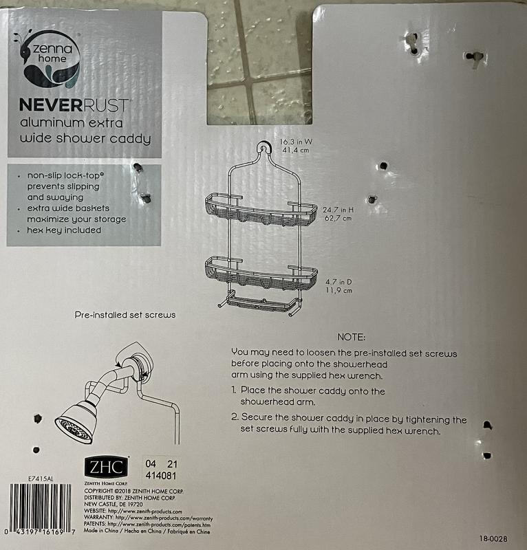 Zenna Home NeverRust Aluminum 4-Way Adjustable Shower Caddy in